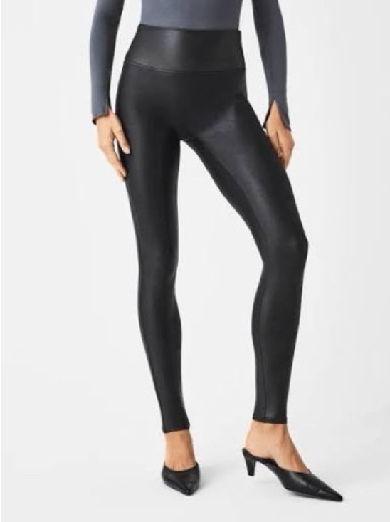 SPANX Pants - SPANX Faux Leather Leggings High Rise Black L/Petite